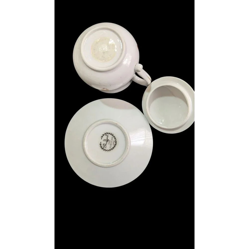 Shafford Fine Porcelain‎  Jam/Jelly Jar With Lid  Saucer Strawberry Design